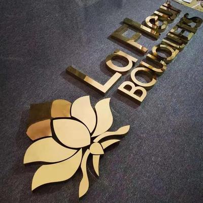 Golden mirror stainless steel signage