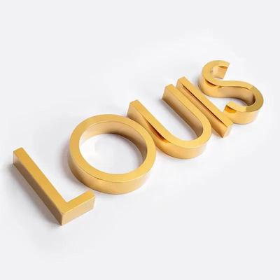 Electroplated gold stainless steel letters