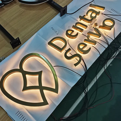 3D golden mirror Backlit Channel Letters